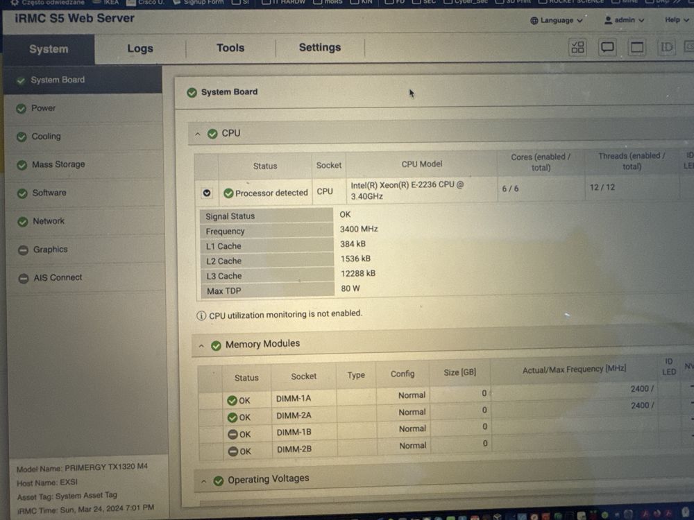 Fujitsu TX1320 m4 6 core 2x PS licencje KVM
