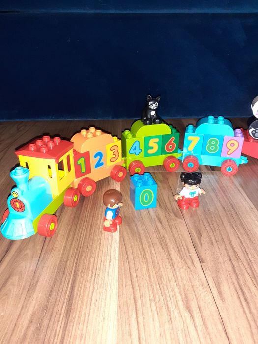 Lego duplo pociąg ze zwierzątkami 10955, cyferkami 10954 i równoważnia