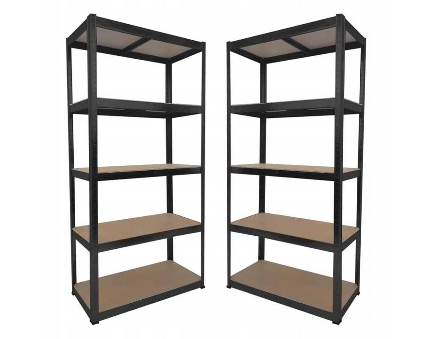 Zestaw 2x Regał metalowy magazynowy MOCNY 180x90x40 czarny 875Kg XL