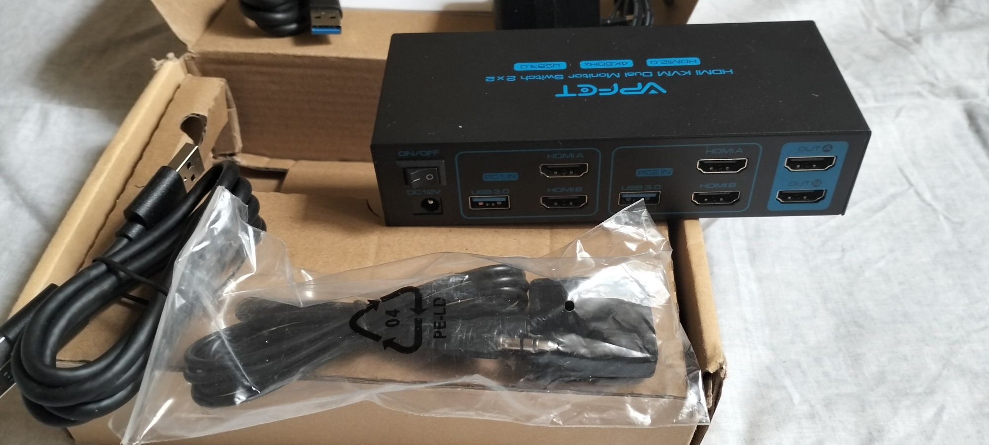 KVM переключатель VPFIT HDMI/DP для 2х мониторов,ПК,USB3.0 8K,4К