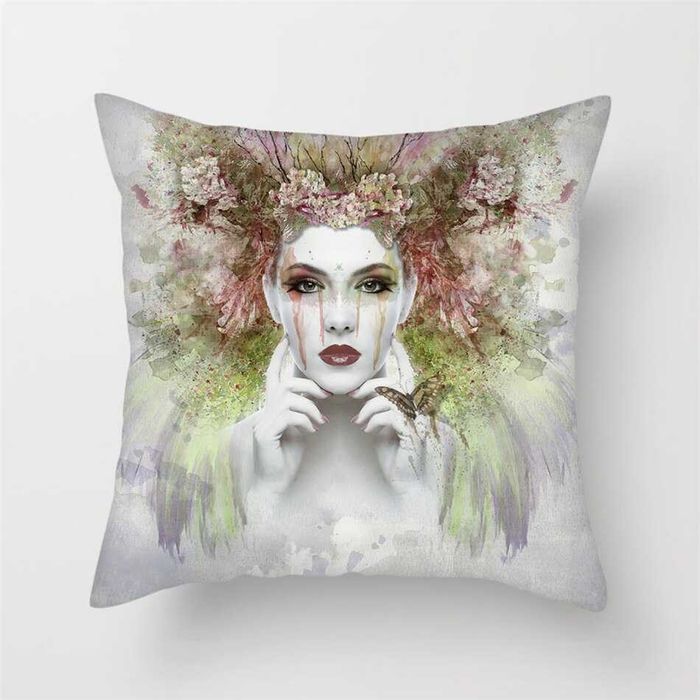 Nowa Poszewka pokrowiec na poduszkę kobieta kwiaty modelka 45x45