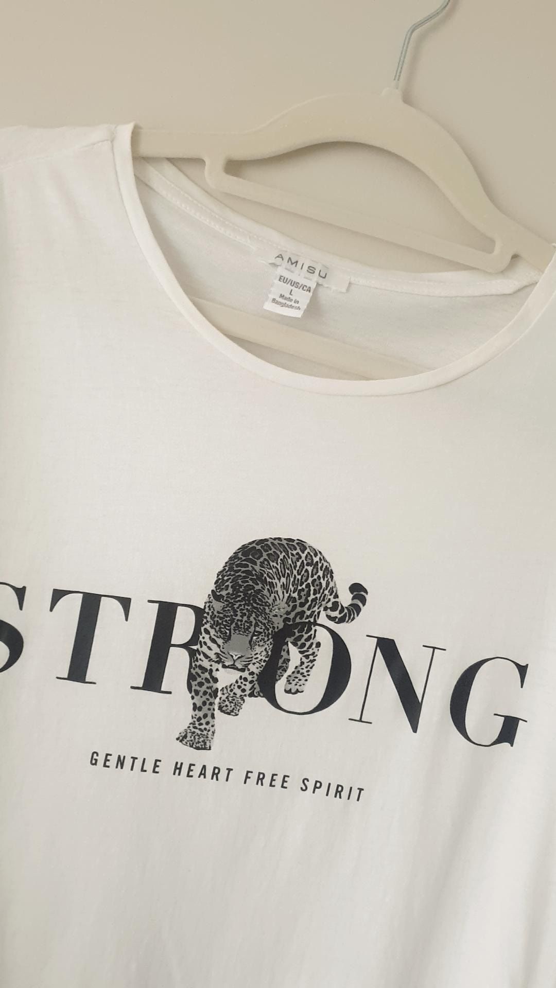 Biała bluzka koszulka t-shirt New Yorker 40 L z napisem hit wyprzedaż