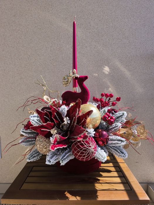 Decoração de Natal artesanal - Centro de mesa