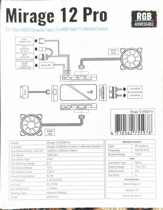 Кулер AeroCool Mirage 12 ARGB Pro