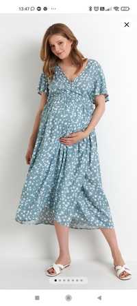 Sukienka midi w kwiatuszki Sinsay mama ciążowa