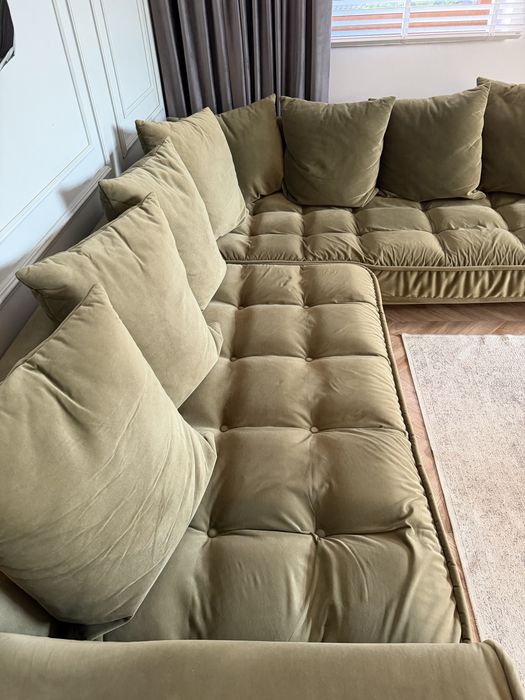 Narożnik Befame Belavio oliwkowy 245x288 velvet SET 1