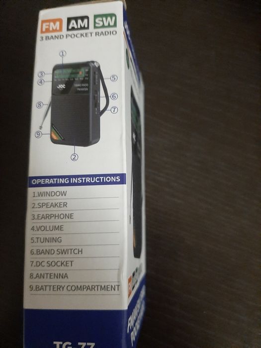 Радіоприймач кишеньковий 3-діапазонний з акумулятором JOC TG-77 Black
