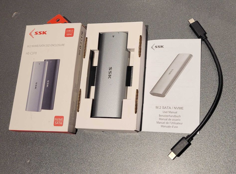 Kieszeń obudowa na dysk M.2 SSD NVMe/SATA 10Gbps USB-C