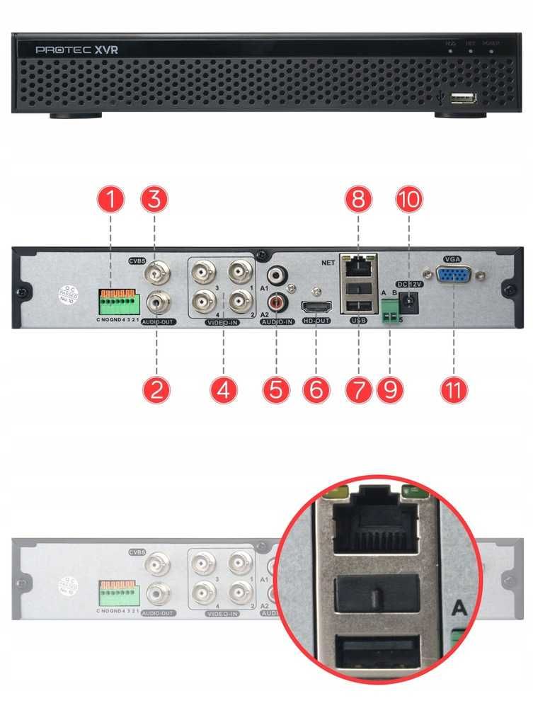 Zestaw monitoringu Protec PR-XVR-02T8BL kamery / dysk