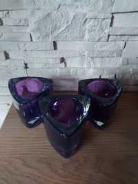 Świeczniki na t-light szklane porządne fioletowe