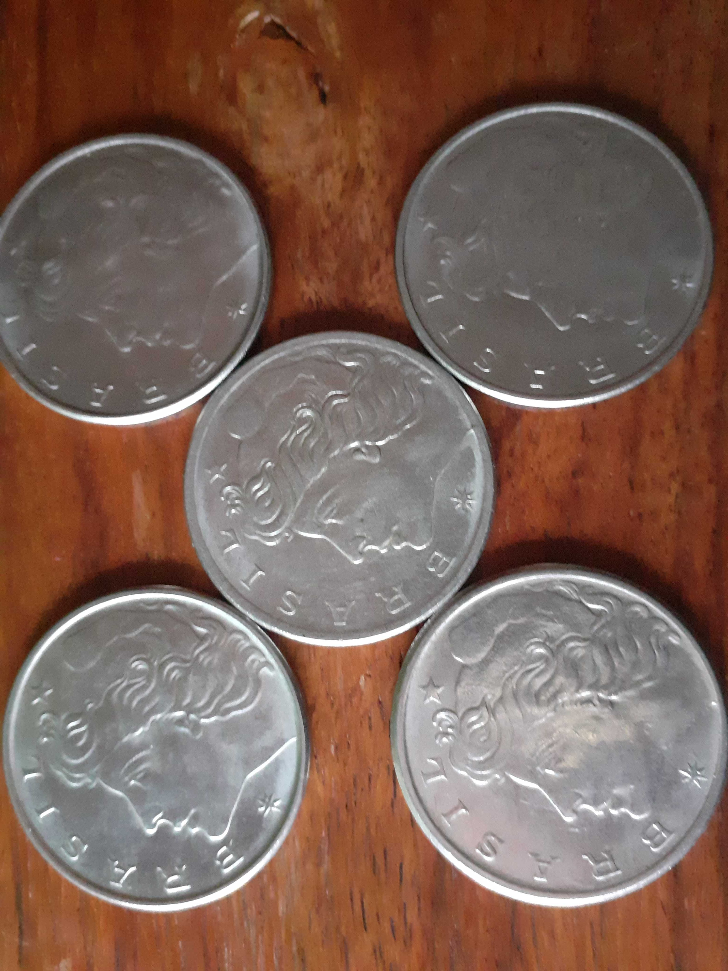 Conjunto de 5 Moedas 50 Centavos Brasil