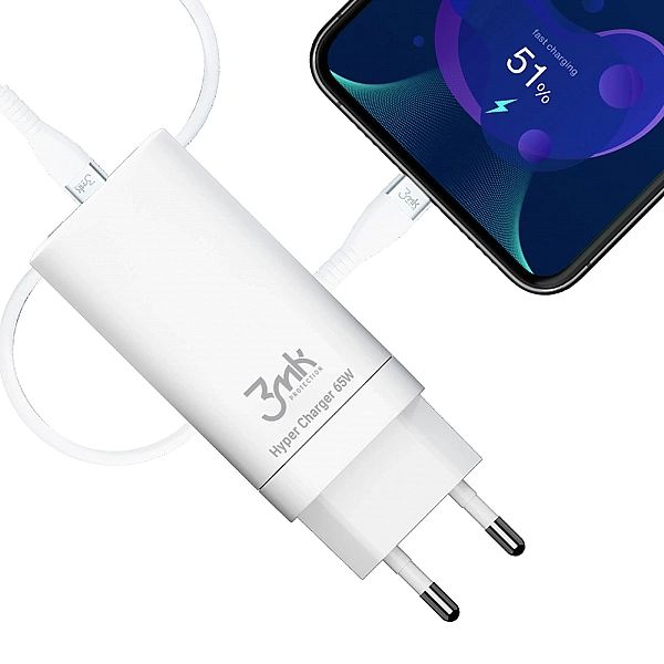 Ładowarka sieciowa 3mk Hyper Charger 65W 2x USB-C 2x USB-A - biała