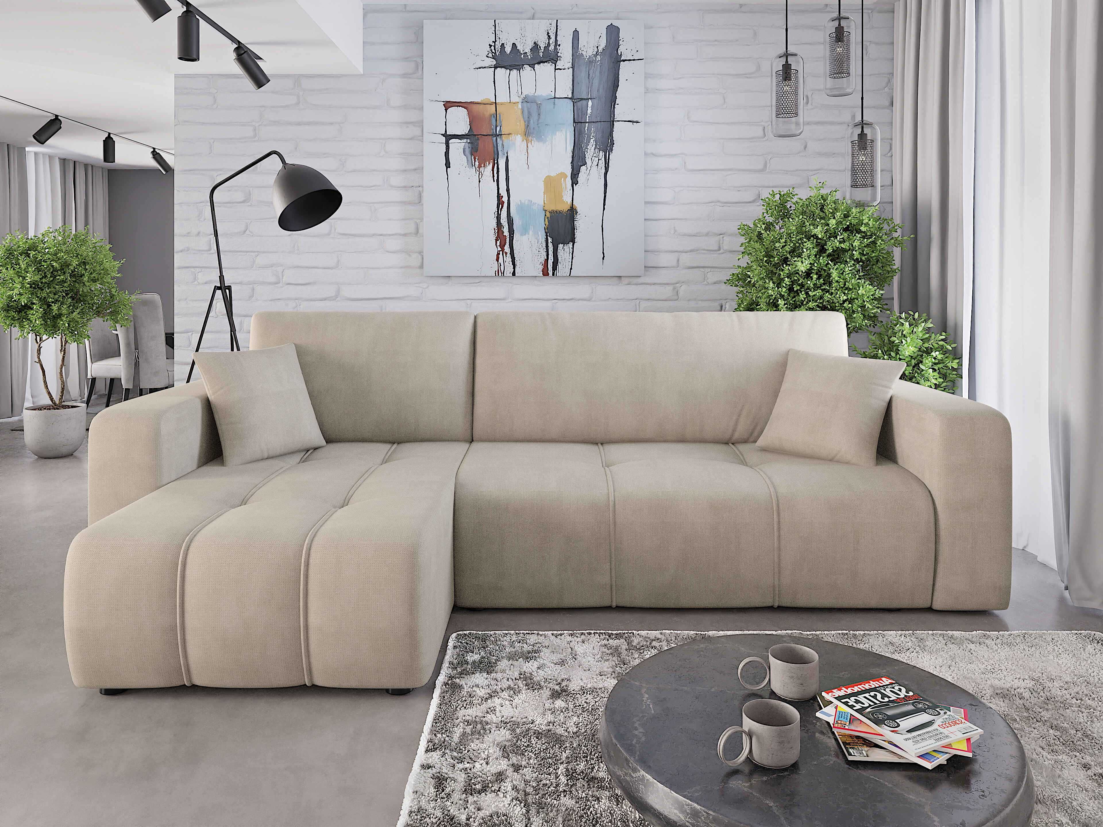 naroznik sofa ALICE L funkcja spania pojemnik Kronos7 sprezyna falista