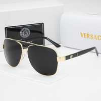 Okulary Versace męskie przeciwsłoneczne czarne złote brązowe