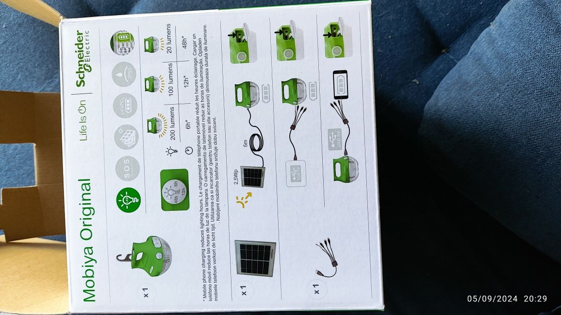 Лампа для подорожей, сонячна панель, Schneider Electric