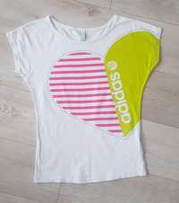 T shirt Adidas koszulka bluzka serce neon XS idealna retro vintage