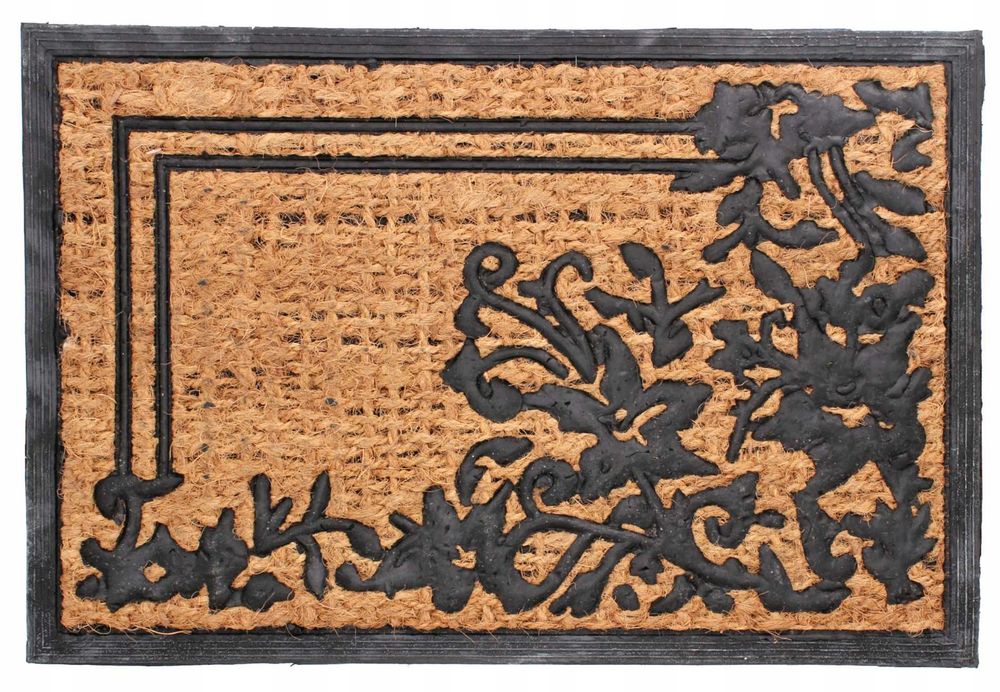 Wycieraczka pod drzwi do butów prostokątna kokosowa gumowa 60x40cm