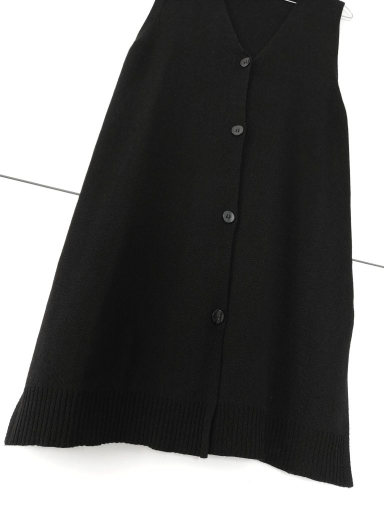 Kamizelka Massimo dutti 36 S czarna dzianinowa wiskozowa przedłużana