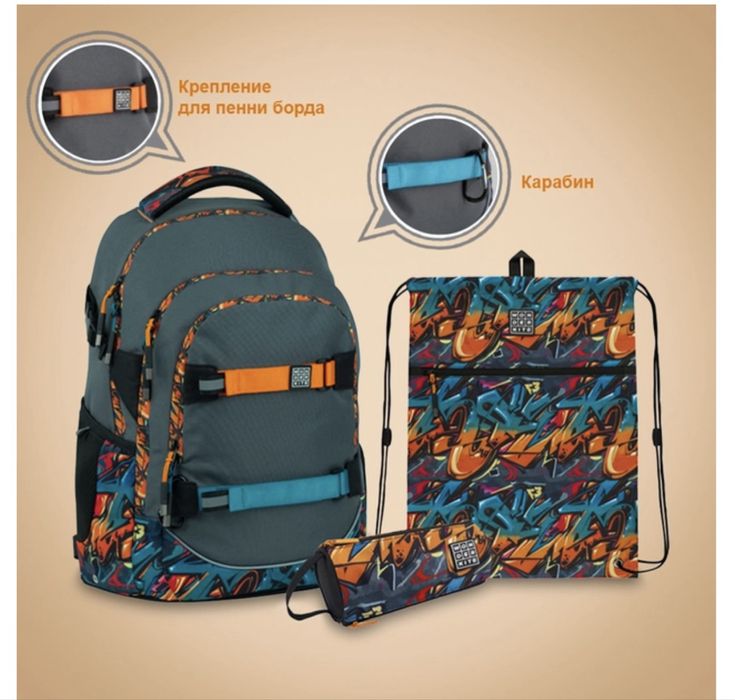 Рюкзак Kite, шкільний рюкзак, сумка для взуття, пенал