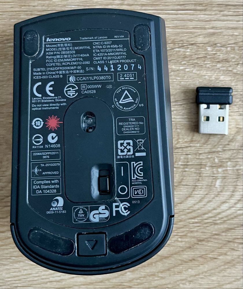 Mysz Bezprzewodowa Lenovo Wireless Laser MORFFHL Czarna +Odbiornik