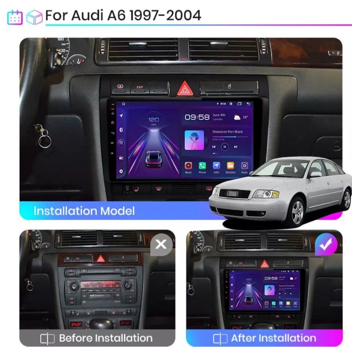 Audi a6 radio Android 10 cali Nawigacja Kamera Rejest Net