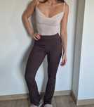 spodnie wide fit prążkowane H&M Divided basic brązowe 36 S