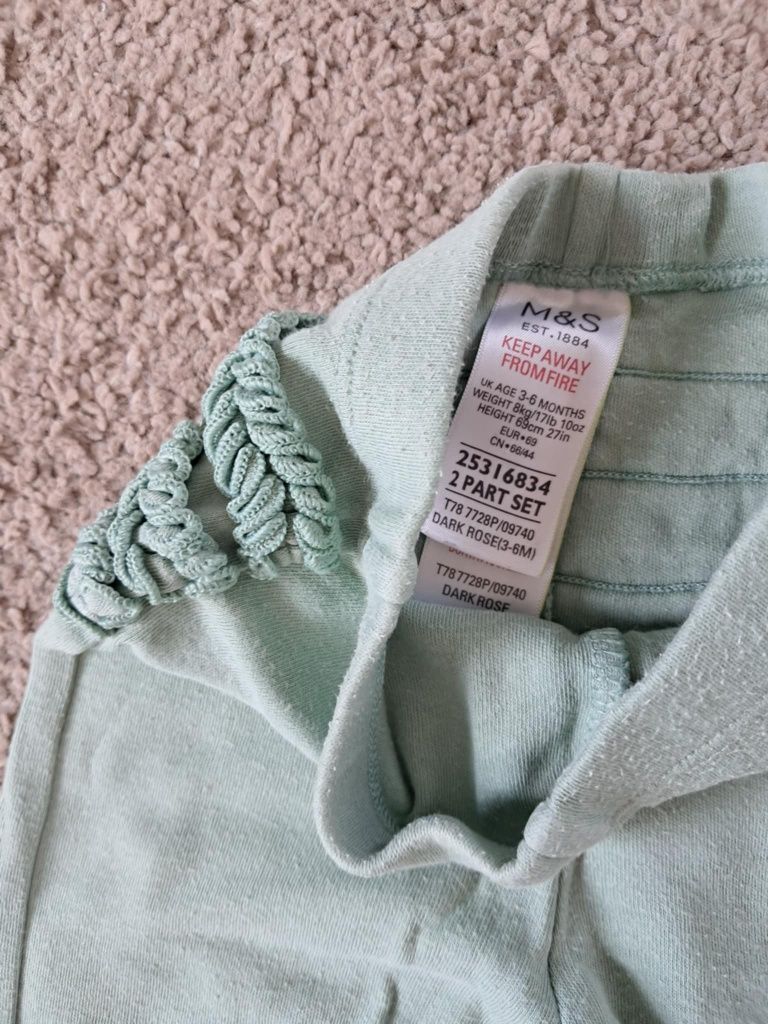 Legginsy dla dziewczynki jednokolorowe rozm 3-6 msc M&S Lupilu
