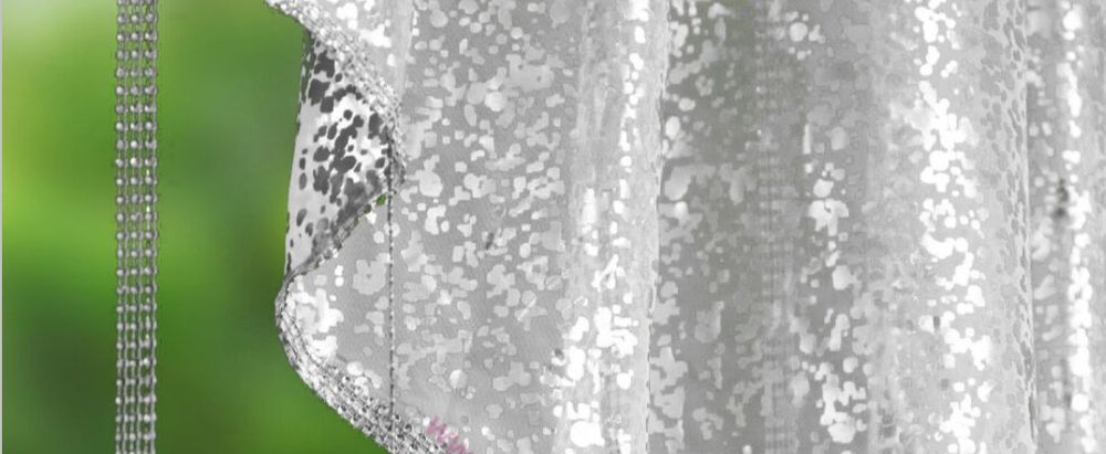 Firana dekoracyjna srebrna aplikacja 200x140