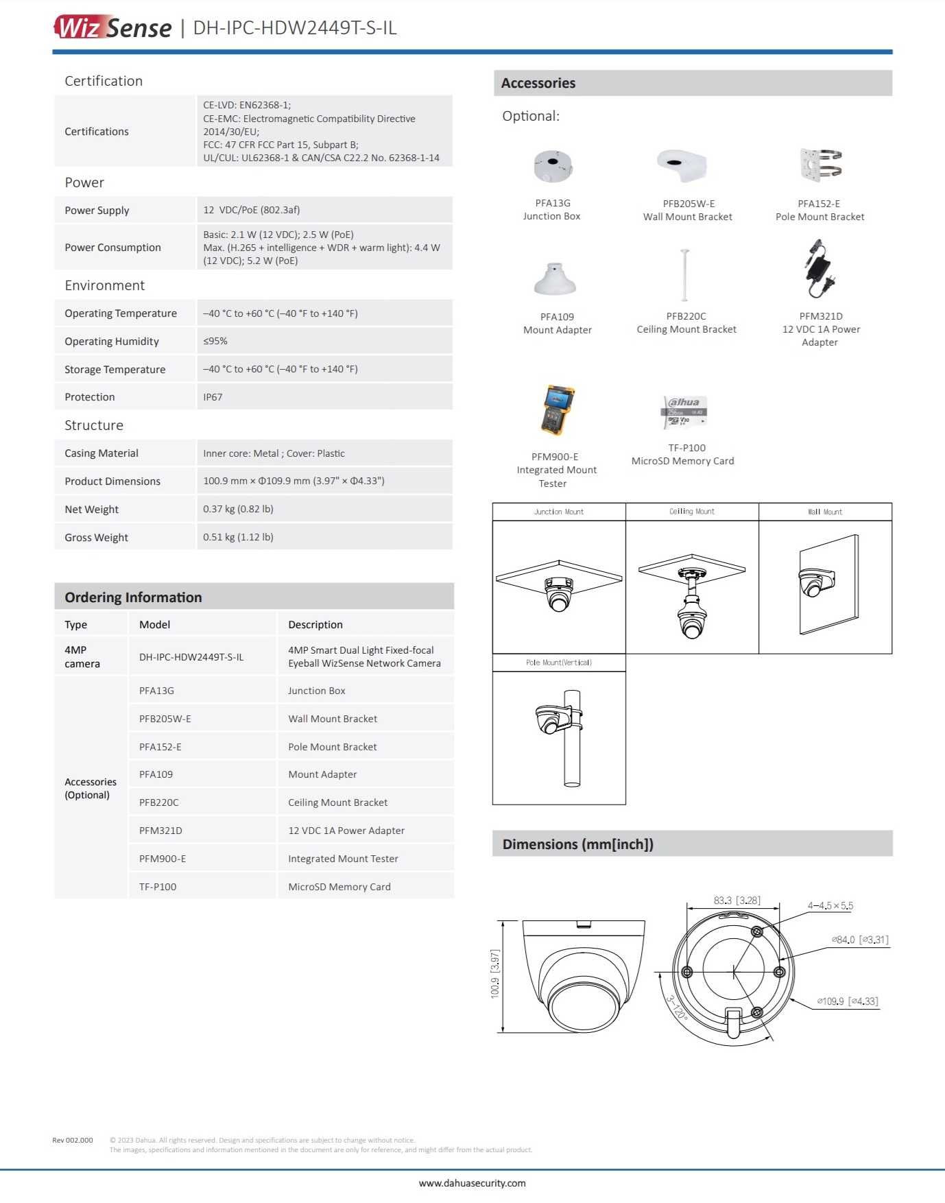 IP камера 4 мп Dahua IPC-HDW2449T-S-IL - WizSense + Dual Light