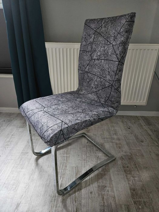 Pokrowce na krzesła elastyczne 4 sztuki wzór szary