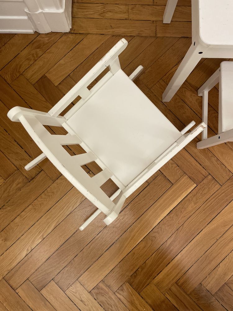 Ikea SUNDVIK krzesełko, stolik biurko, krzesło bujane białe