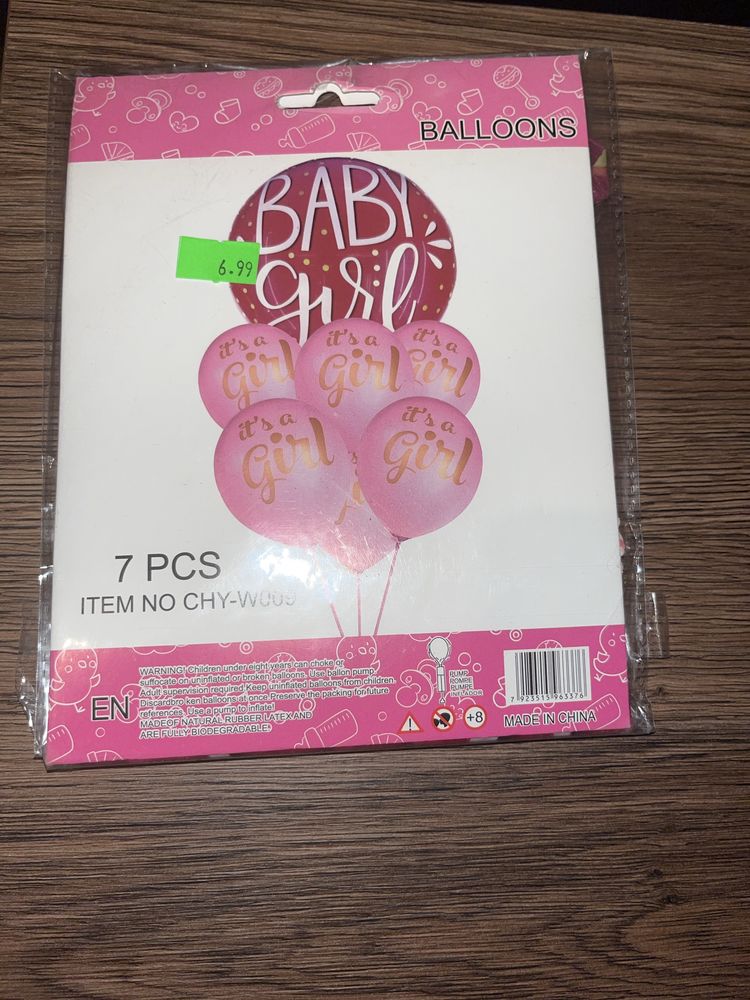 Zestaw różowych balonów Baby Girl, 7szt