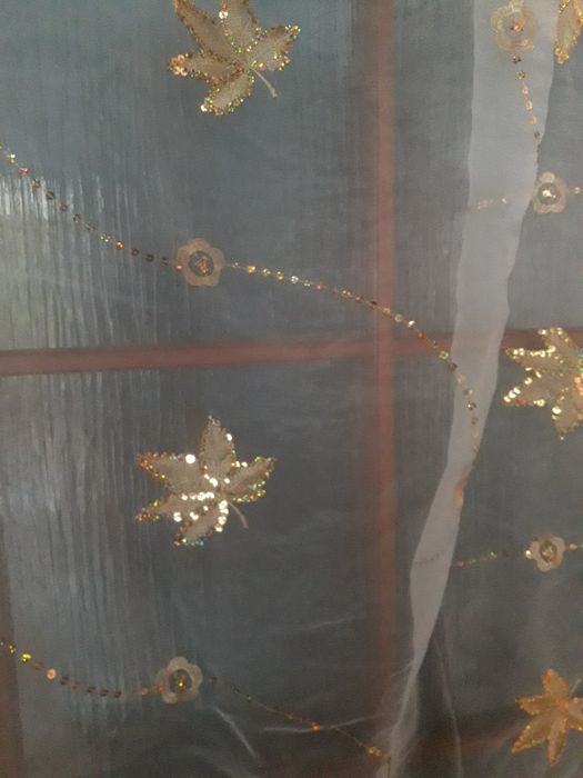 Firanki w złote liście 208x170 cm, komplet 2 szt.