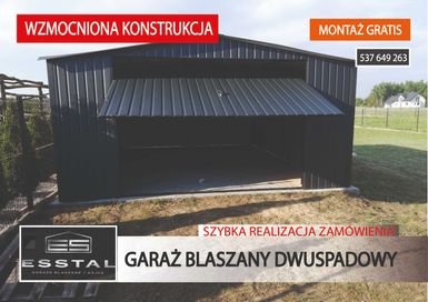 Garaż Blaszany GRAFITOWY - Garaże Blaszane - Hala , Wiaty – ESSTAL