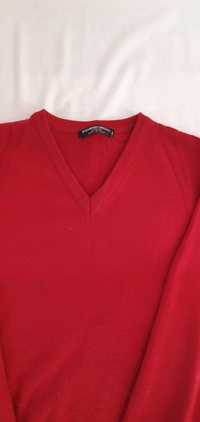Czerwony sweter w serek firmy Blue Spheres Made In Italy rozmiar XL