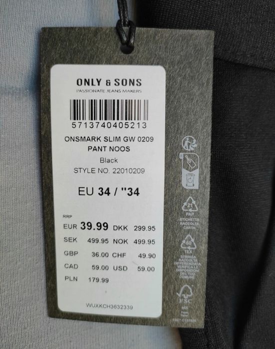 Onmark slim GW 0209 pant noos, W34, L34
