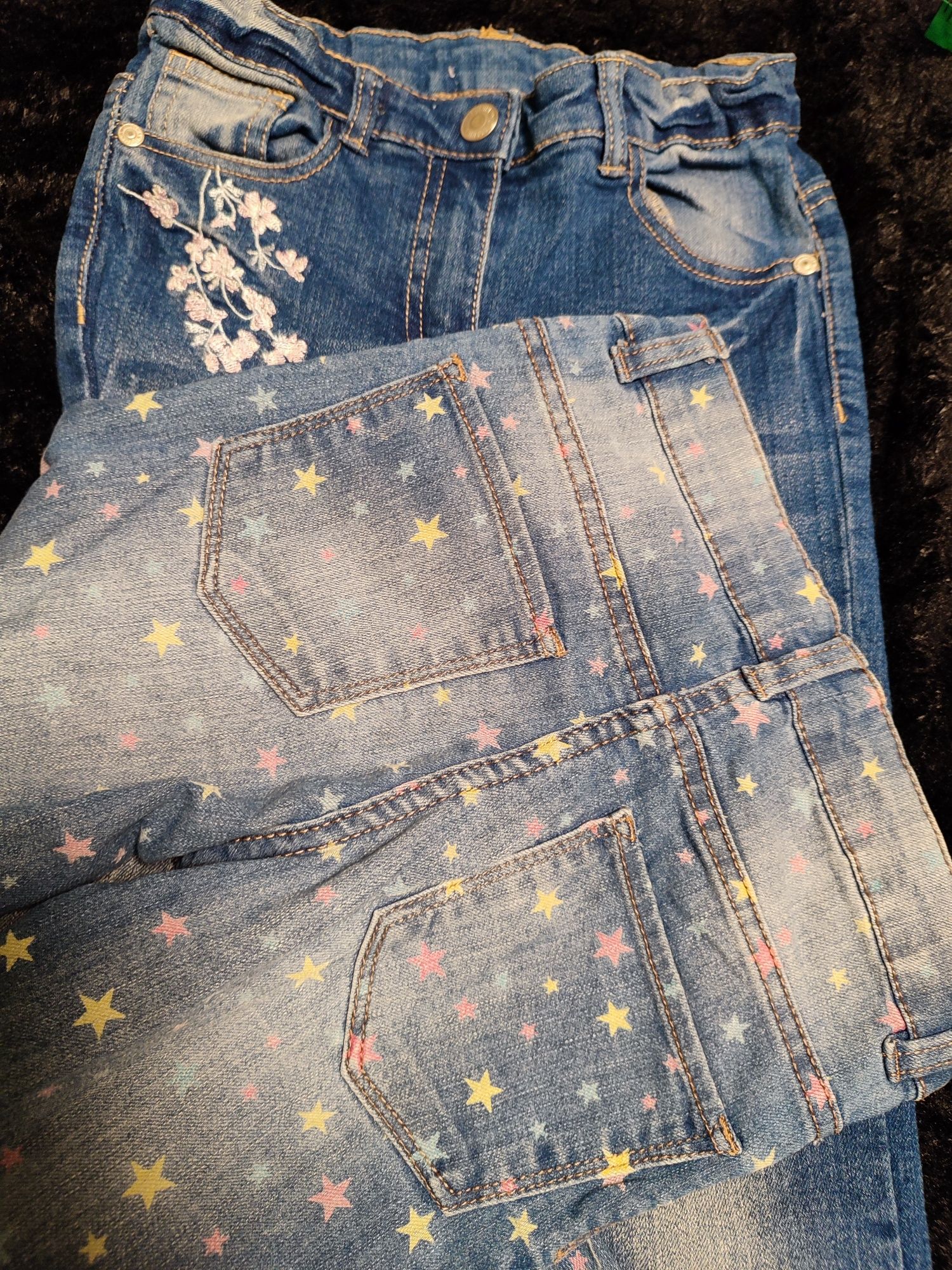 27. Śliczne spodnie jeans r.128 2szt cudo