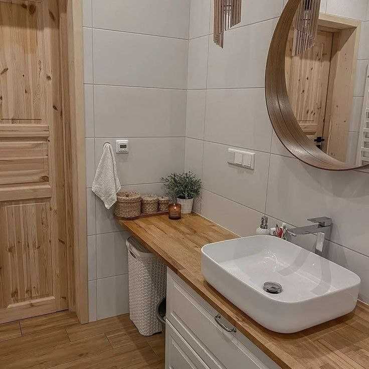 Столешница из дерева в ванную комнату