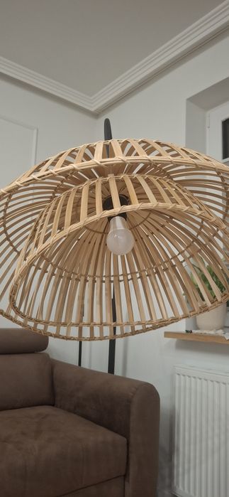 Lampa stojąca, podłogowa Boho, bambus,ratan