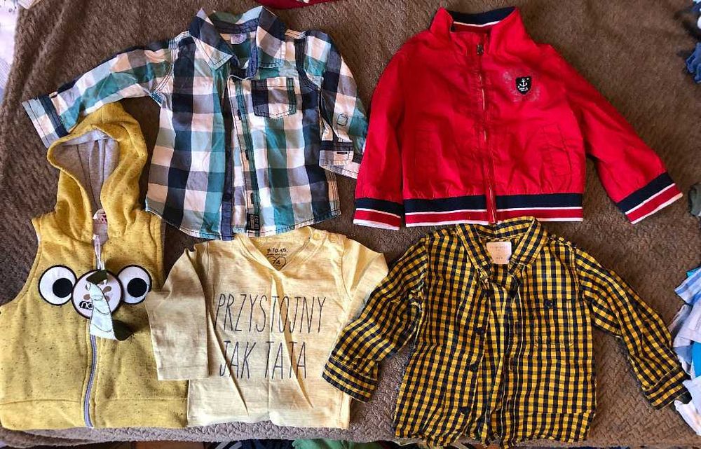 Spodnie koszulki bluzy rozmiar 74 80 zestaw 32szt