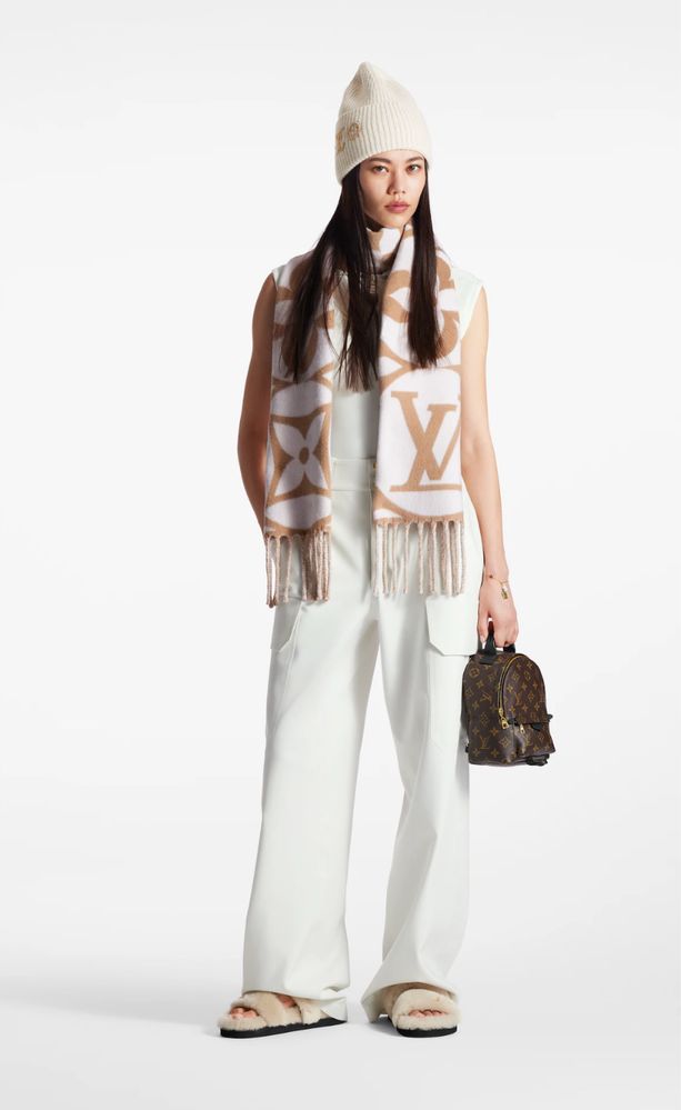 Cachecol Louis Vuitton bege reversivel