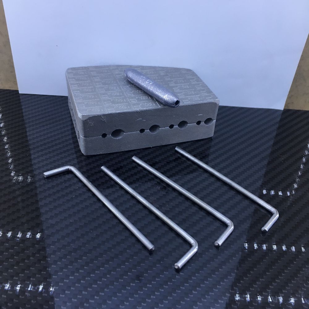 Molde para chumbeiras furadas,  10, 15, 25 e 35g
