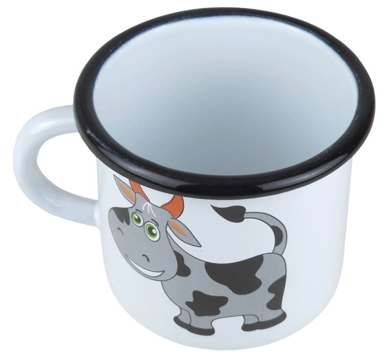 Kubek Emaliowany Do Mleka Kawy Herbaty Solidny Garnuszek 0,4 L - Krowa