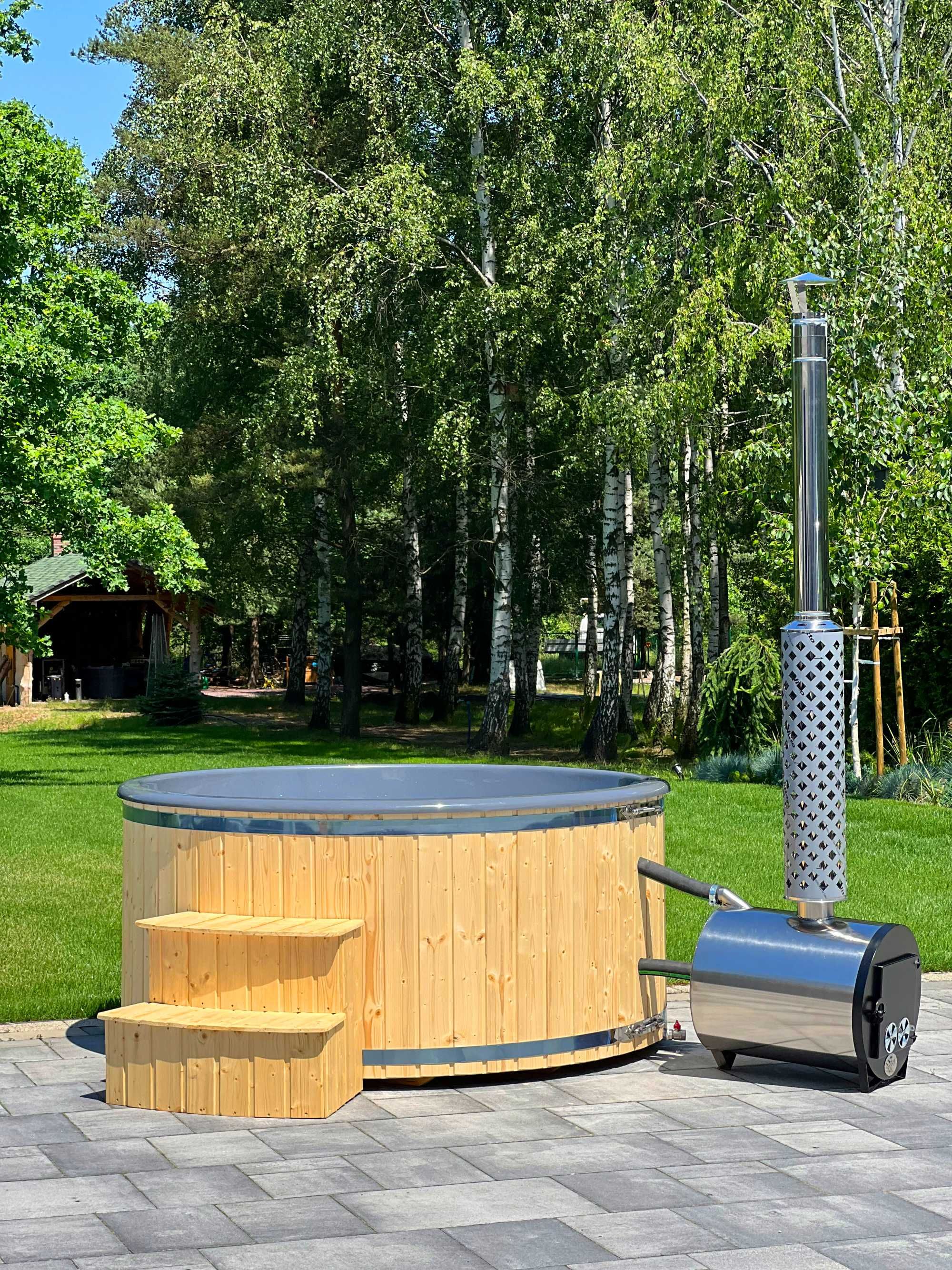 Jacuzzi ogrodowe z piecem Balia Wanna z hydromasażem  hot tub piec LED
