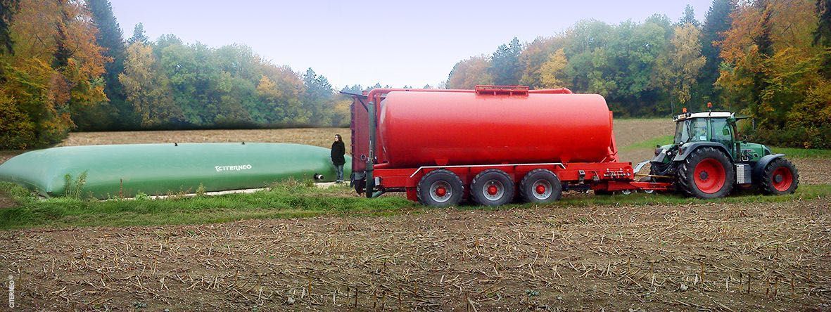 Depósito flexível para efluentes agrícolas.