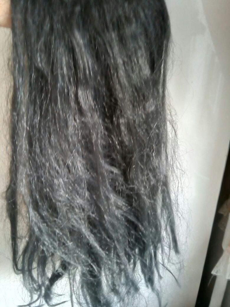 Парик Красивый длинный парик. 60 см. Черный цвет.