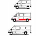 Próg / Progi / Zestaw progów MB Sprinter / VW LT 95 - 06 Średni Lewa str.