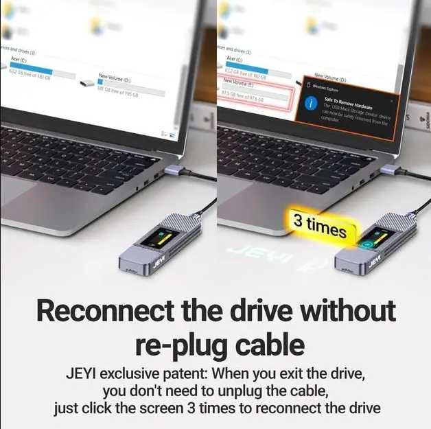 Кишеня для SSD JEYI i9X Visual Smart M.2, USB 3.2 Gen 2, 10 Гбіт/с