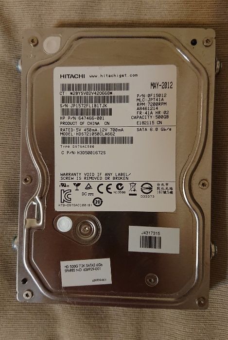 HDD Hitachi 500GB/7200rpm/Sata/3.5 жесткий диск винчестер винт БЫСТРЫЙ