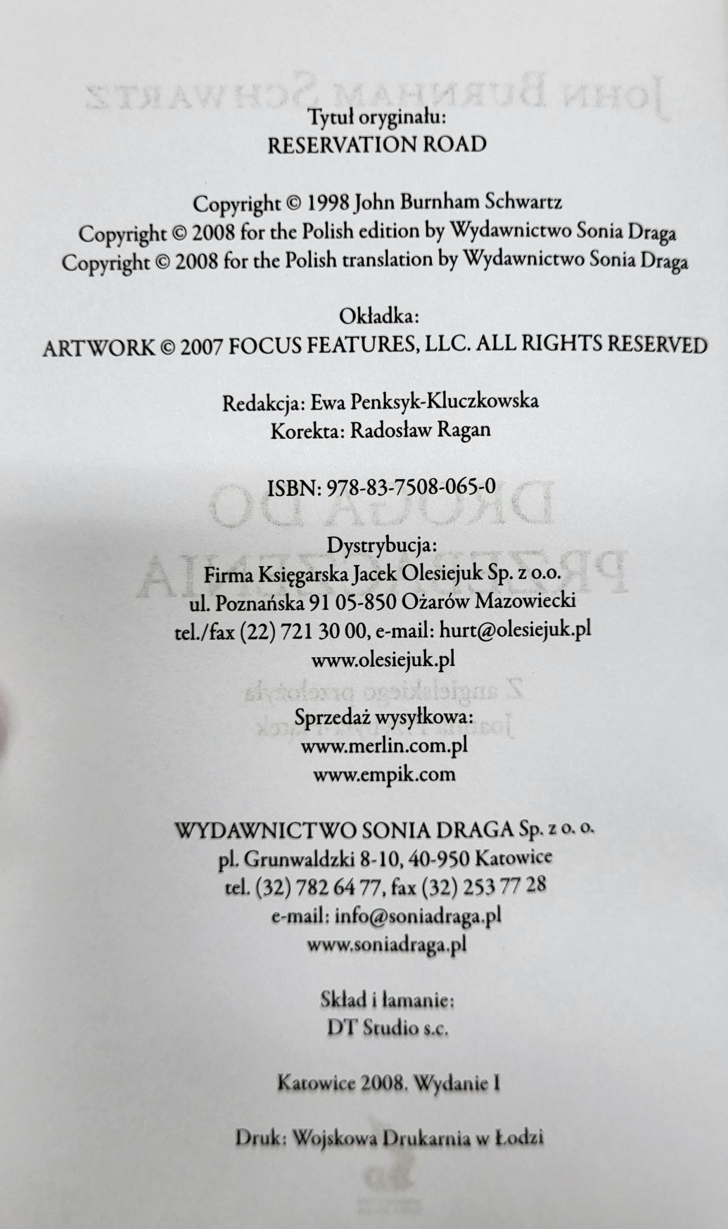 Książka Droga do przebaczenia John Burnham Schwartz